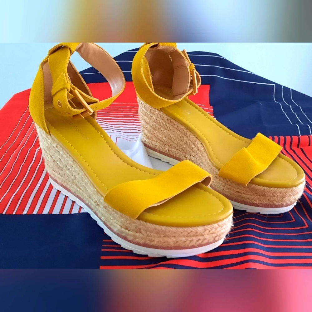Marc Fisher Yellow Wedge Sandals